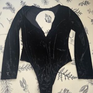 Victoria's Secret Black Velvet Bodysuit